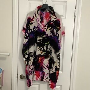 Josie Natori Multicolor Abstract Silk Dress